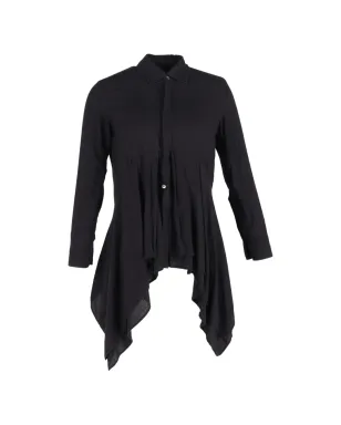 Yohji Yamamoto Pre-Owned アシンメトリック ボタンアップ コットンシャツ - ブラック - サムネイル1