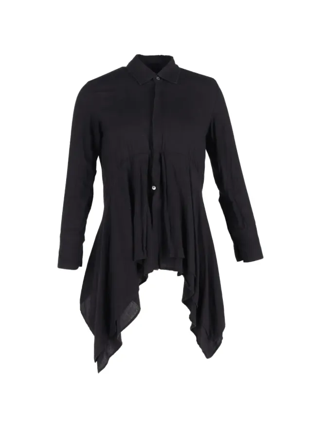 Yohji Yamamoto Pre-Owned Yohji Yamamoto Pre-Owned アシンメトリック ボタンアップ コットンシャツ - ブラックの商品画像