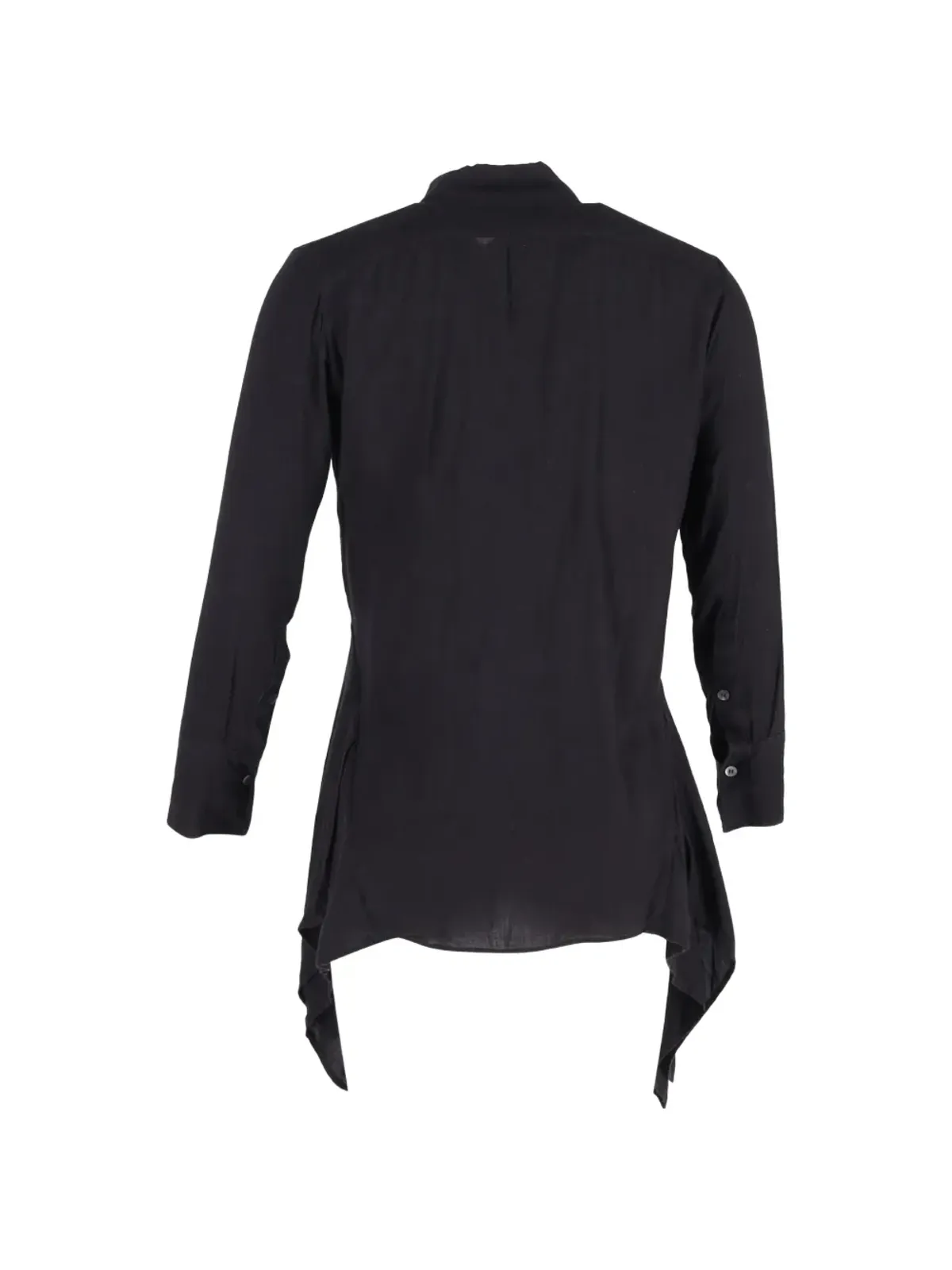 Yohji Yamamoto Pre-Owned アシンメトリック ボタンアップ コットンシャツ - ブラック - 画像2