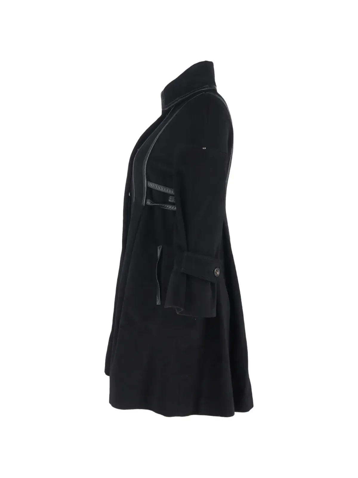 Sportmax Vintage レザー トリム ウールコート - ブラック - 画像3
