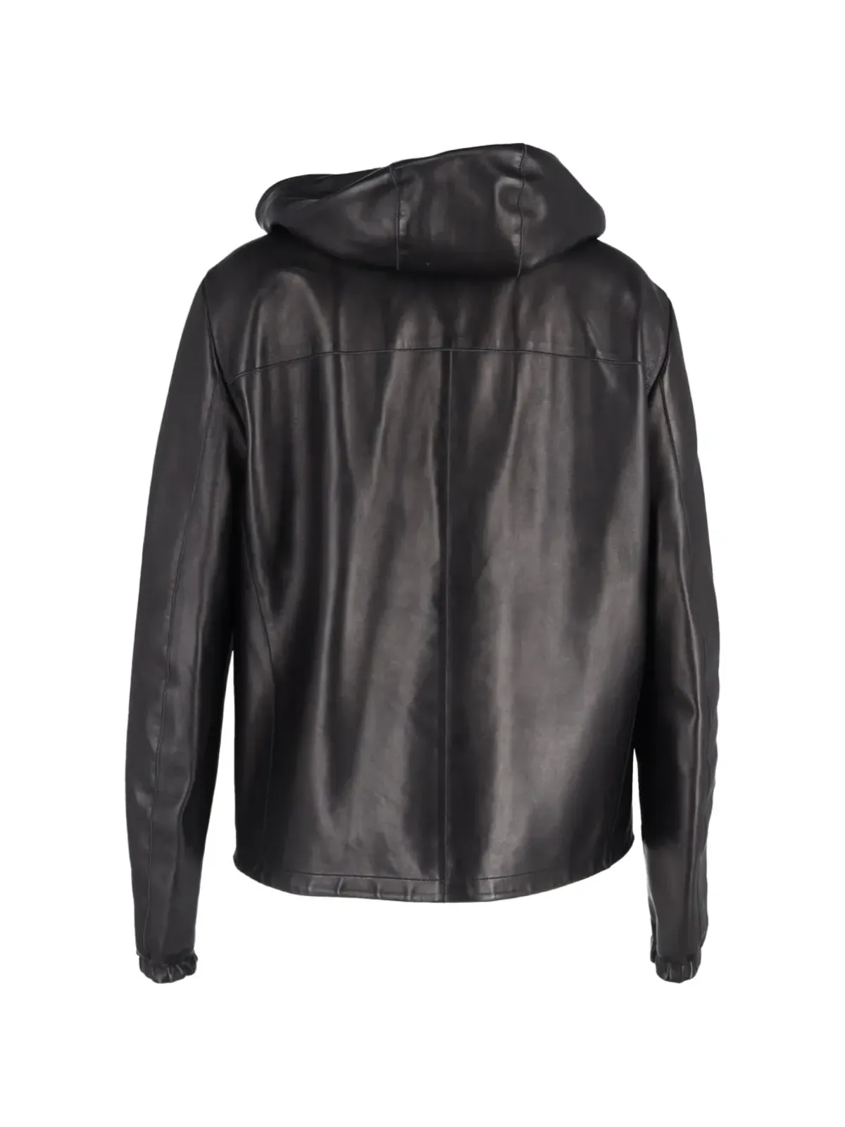 Prada Pre-Owned ビンテージ ジップ付きフードレザー ジャケット ブラック - 画像2