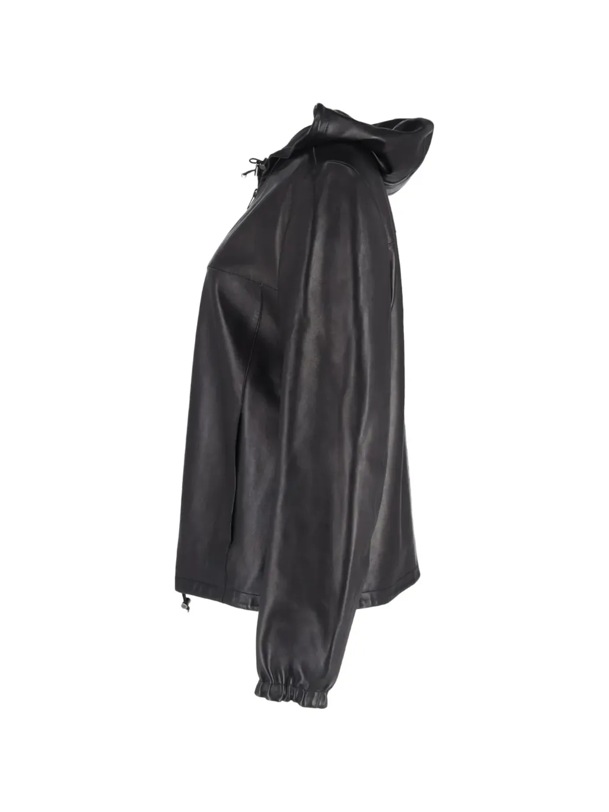 Prada Pre-Owned ビンテージ ジップ付きフードレザー ジャケット ブラック - 画像3