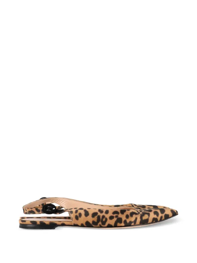Gianvito Rossi Gianvito Rossi レオパード柄スリングバックフラットパンプスの商品画像