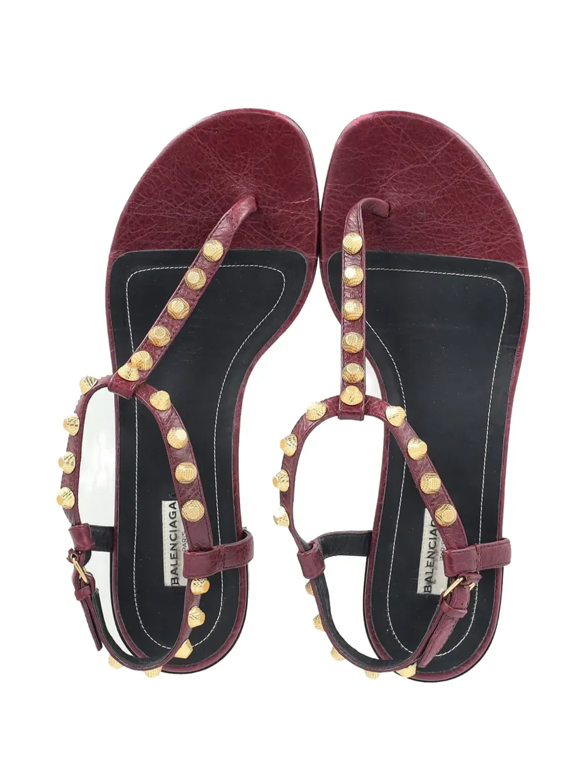 Balenciaga ビンテージ Arena スタッド付きアンクルストラップ・トングサンダル - レッド - 画像3