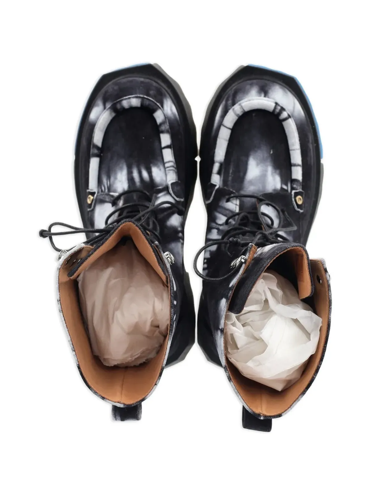 Off-White Pre-Owned タイダイ柄スポンジソール コンバットブーツ - 画像3