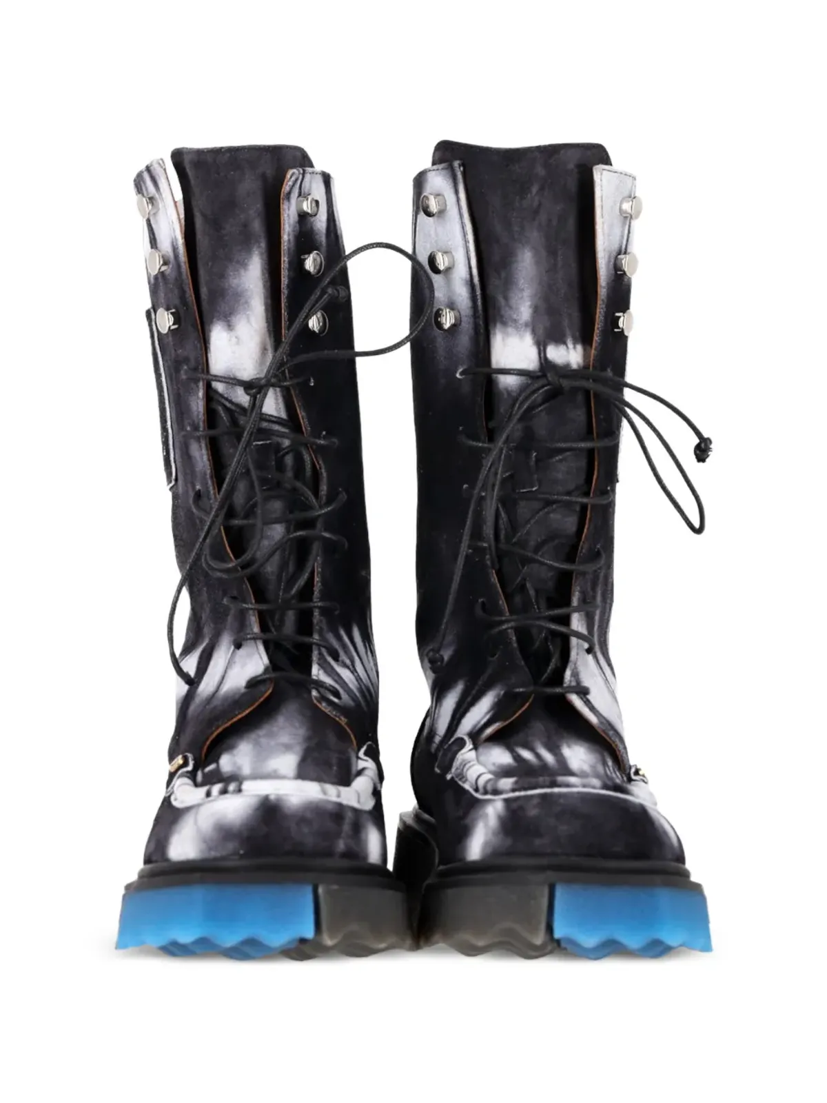 Off-White Pre-Owned タイダイ柄スポンジソール コンバットブーツ - 画像4