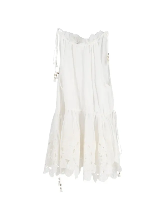 Zimmermann ZIMMERMANN scalloped self-tie top - Whiteの商品画像