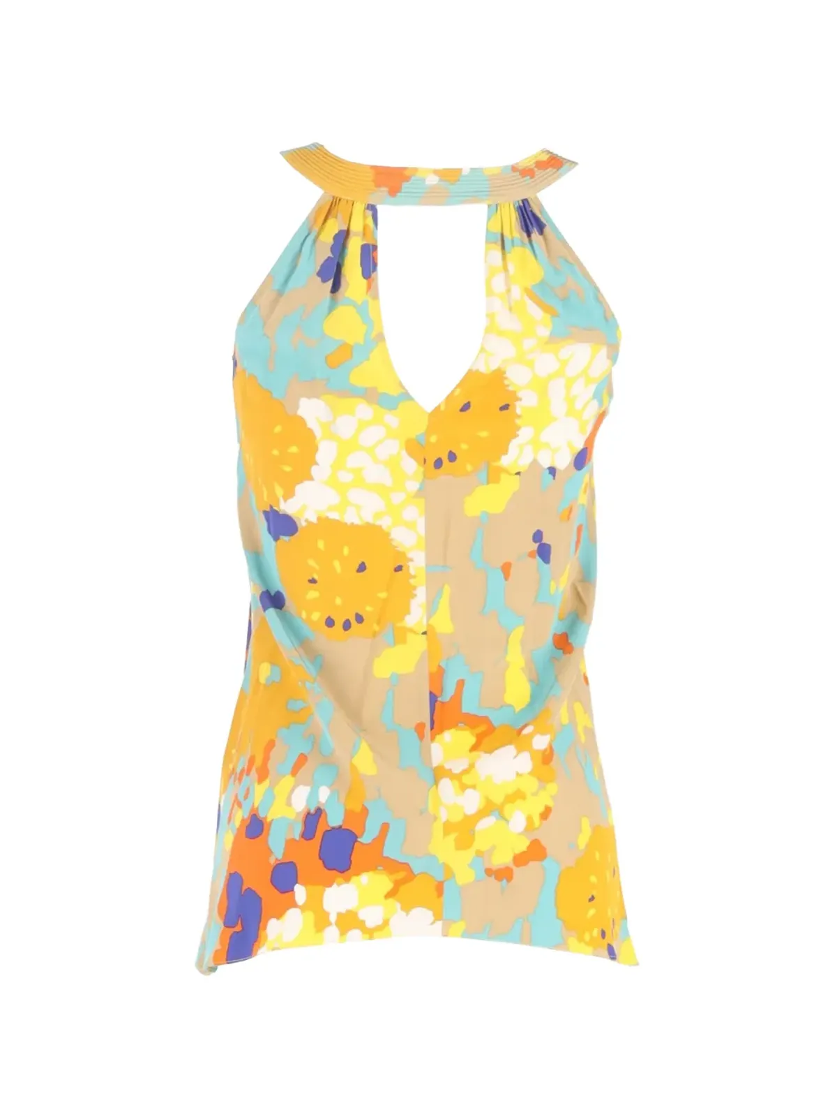 Diane Von Furstenberg Vintage プリントVネックノースリーブトップ - 画像3