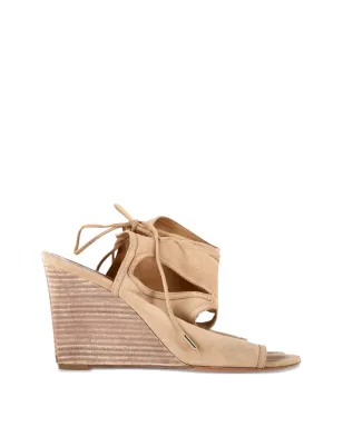 Aquazzura カットアウトタイウェッジサンダル - ベージュ - サムネイル1