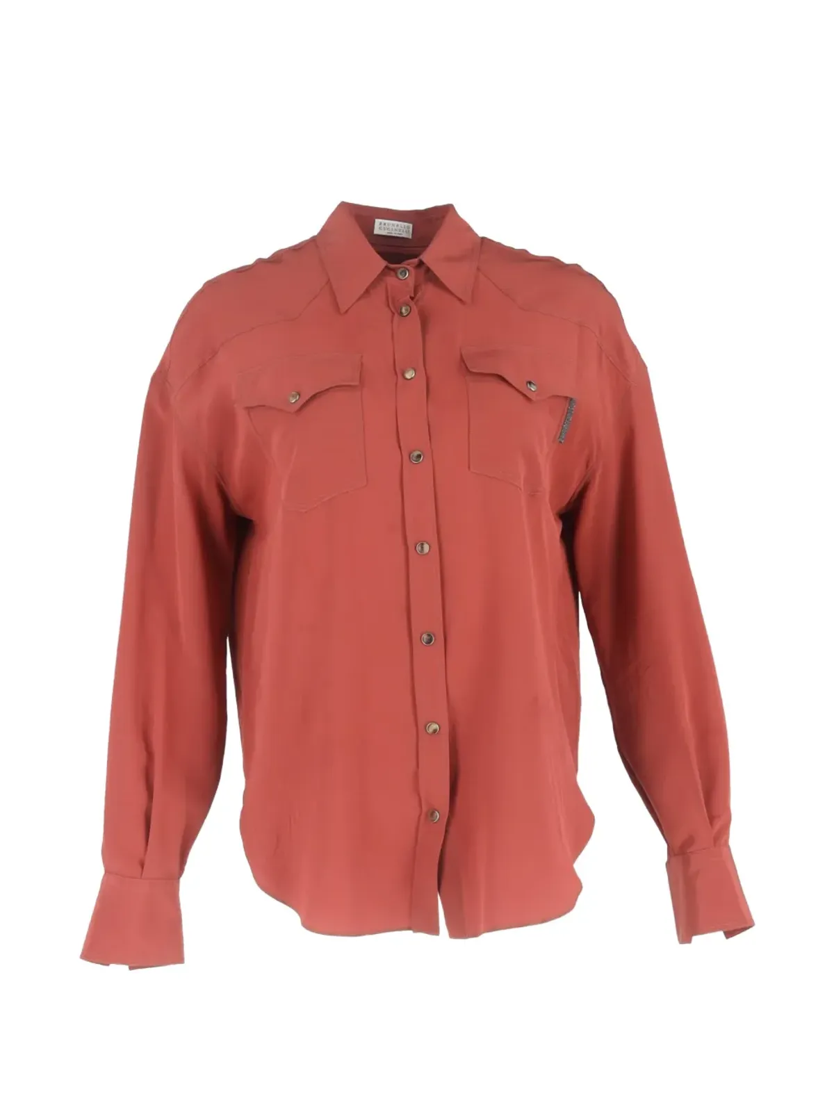 Brunello Cucinelli Vintage フラップポケット付きシルクシャツ - レッド - 画像1