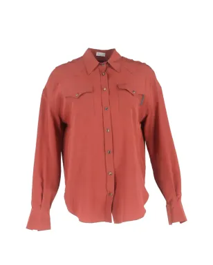 Brunello Cucinelli Vintage フラップポケット付きシルクシャツ - レッド - サムネイル1