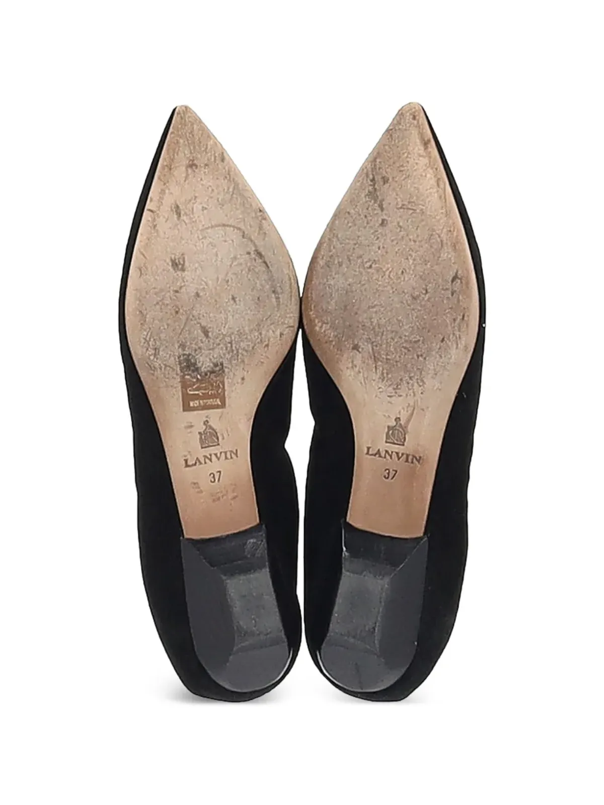 Lanvin - ポインテッドスエード フラットパンプス - ブラック - 画像5