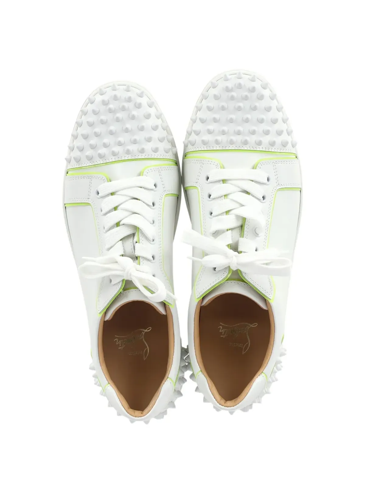 Christian Louboutin Pre-Owned ヴィエラ スパイクディテール レザー スニーカー - ホワイト - 画像3
