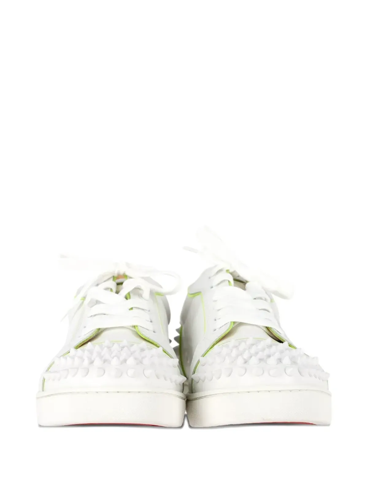 Christian Louboutin Pre-Owned ヴィエラ スパイクディテール レザー スニーカー - ホワイト - 画像4