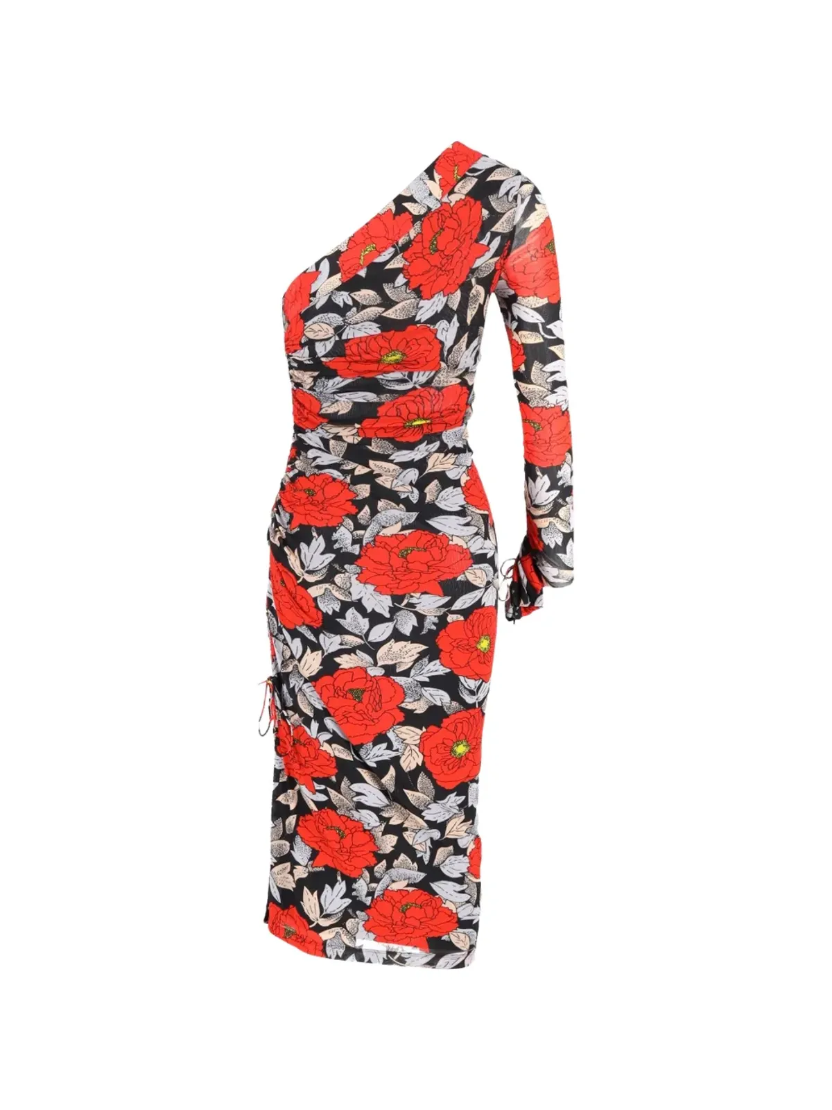 Diane Von Furstenberg Vintage 花柄プリントのギャザー入りミディドレス - 画像2