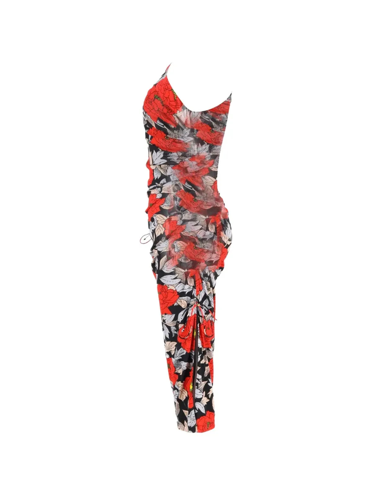 Diane Von Furstenberg Vintage 花柄プリントのギャザー入りミディドレス - 画像3