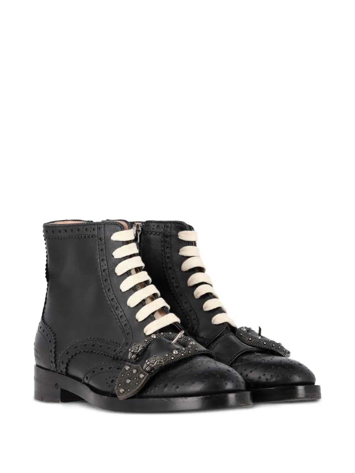 Gucci Pre-Owned ウィングチップバックルブーツ - 画像2