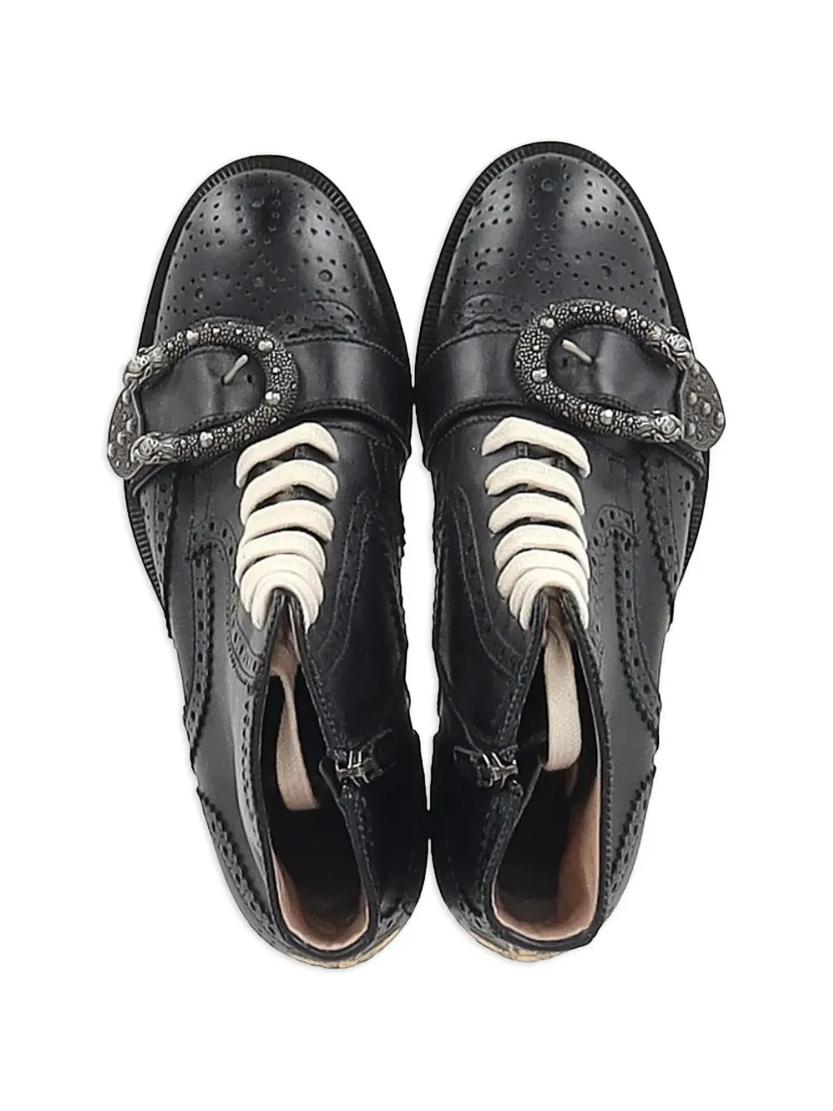 Gucci Pre-Owned ウィングチップバックルブーツ - 画像4