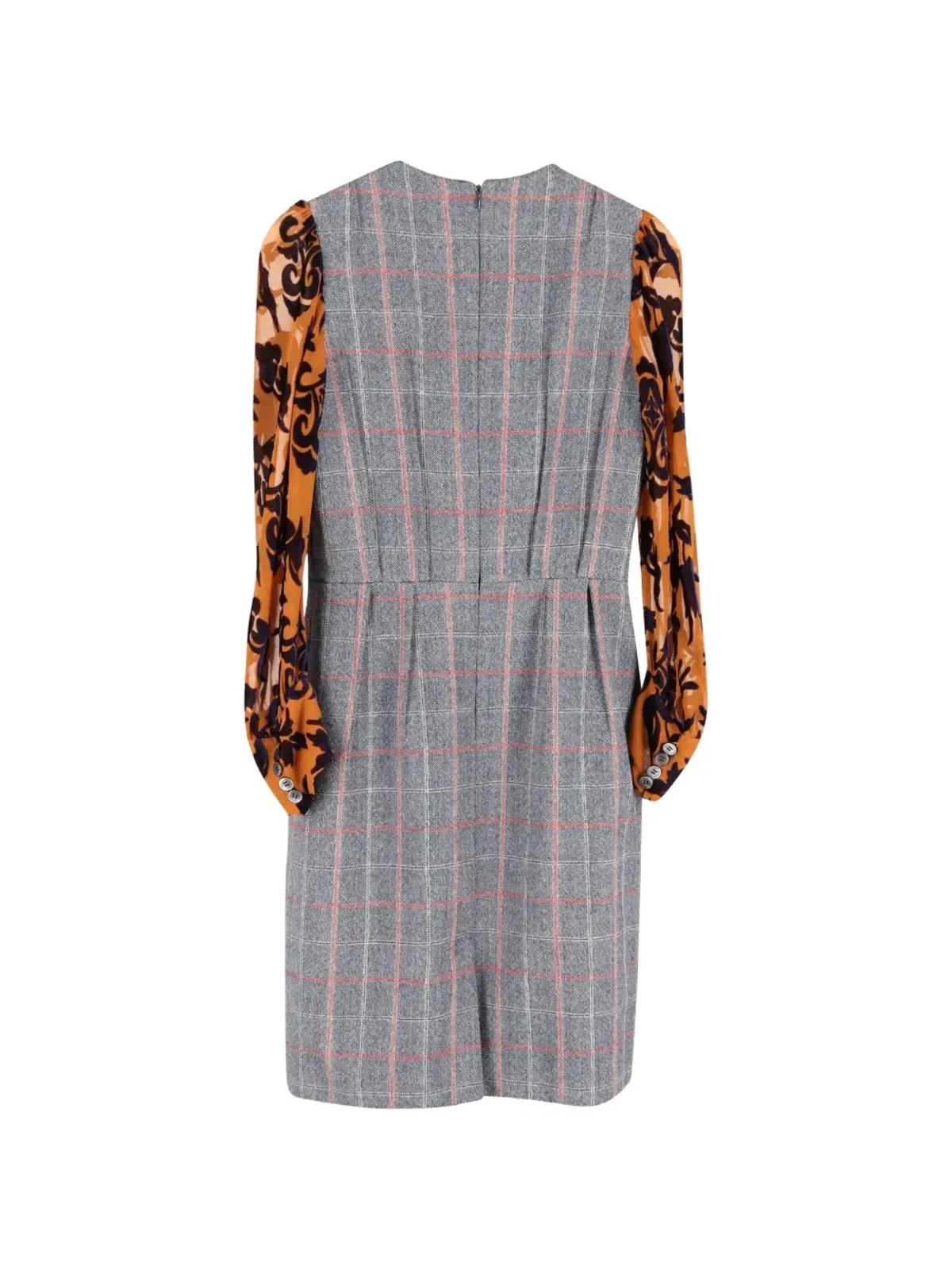 Junya Watanabe Comme des Garçons Pre-Owned グレーのチェック柄ロングスリーブドレス - 画像2