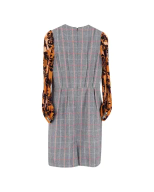 Junya Watanabe Comme des Garçons Pre-Owned グレーのチェック柄ロングスリーブドレス - サムネイル2