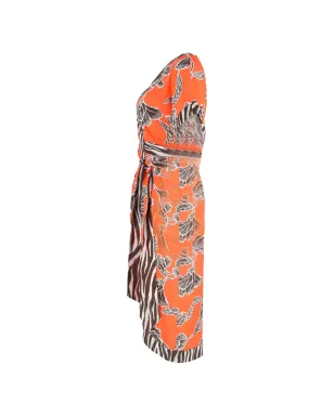 Diane Von Furstenberg Vintage Echo floral wrap midi dress - Orange - サムネイル3