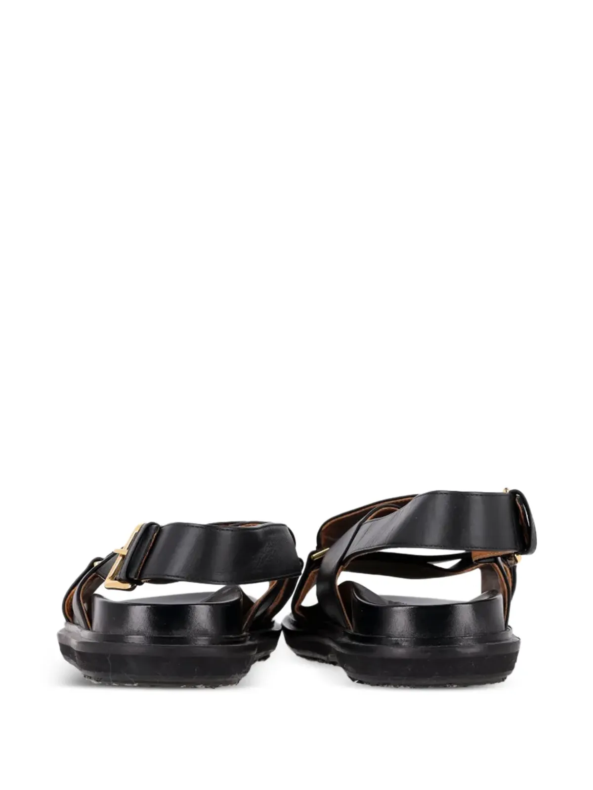 Marni ビンテージ Fussbett クロスストラップ レザーサンダル - ブラック - 画像5