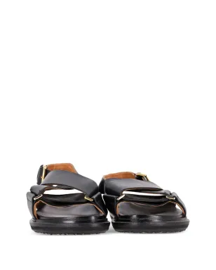 Marni ビンテージ Fussbett クロスストラップ レザーサンダル - ブラック - サムネイル4