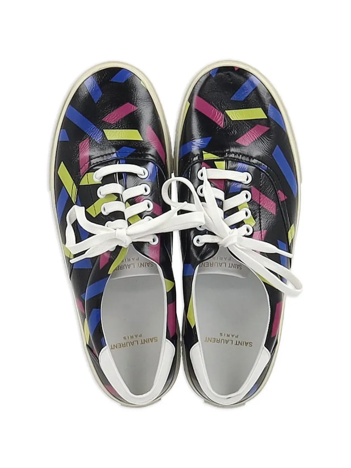 Saint Laurent Pre-Owned プリント入り レースアップスニーカー - 画像4