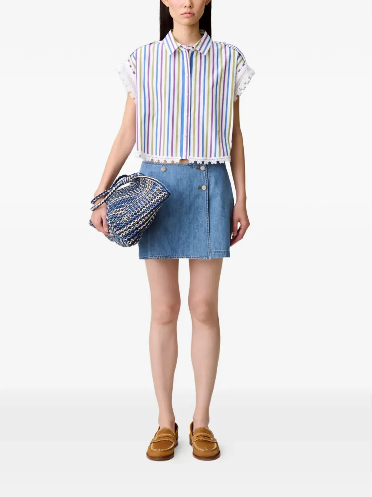 Claudie Pierlot ストライプレースシャツ - 画像2