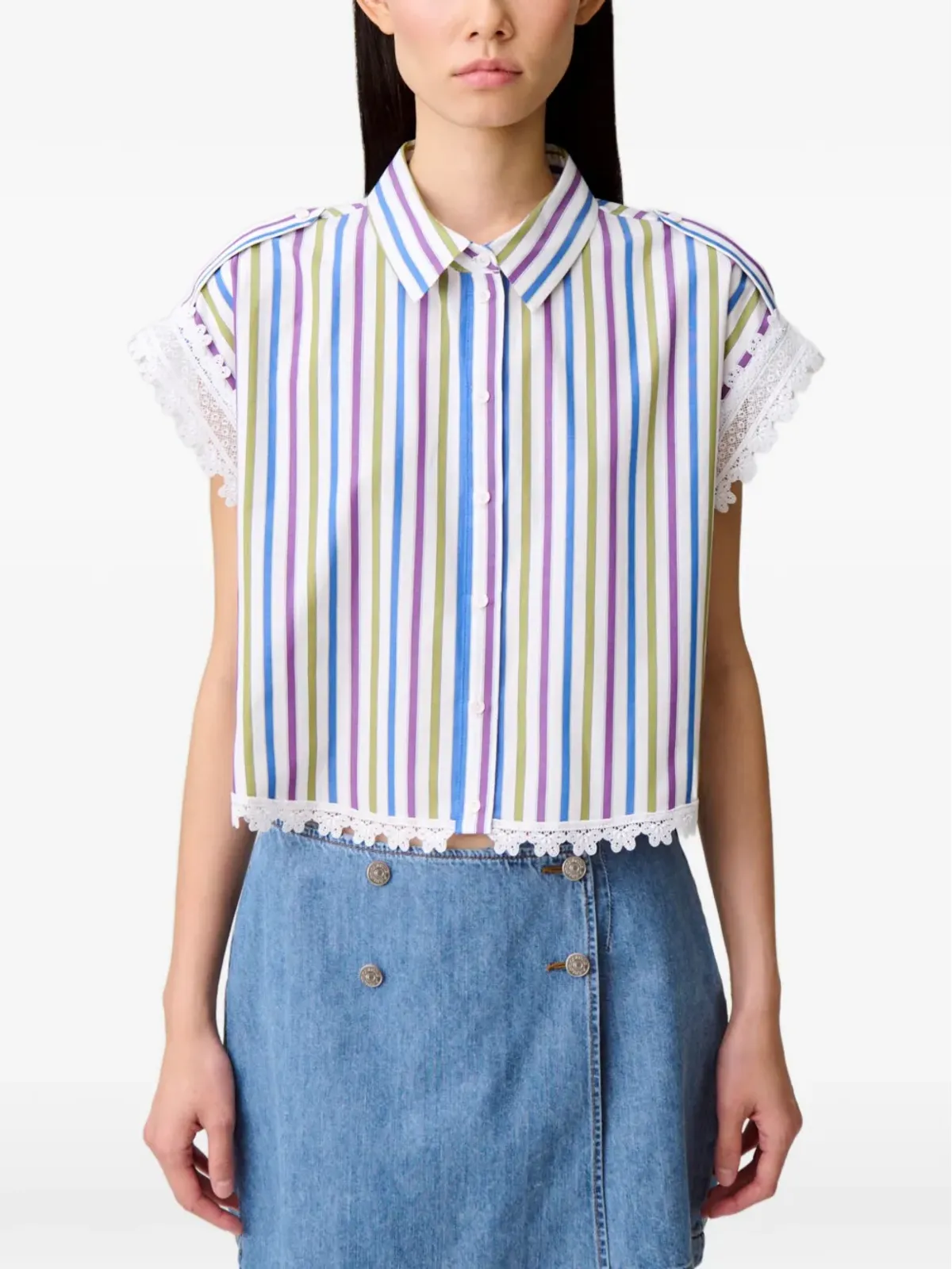 Claudie Pierlot ストライプレースシャツ - 画像4
