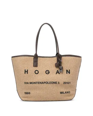 Hogan アドレス フロントロゴ ラフィア トートバッグ - サムネイル1