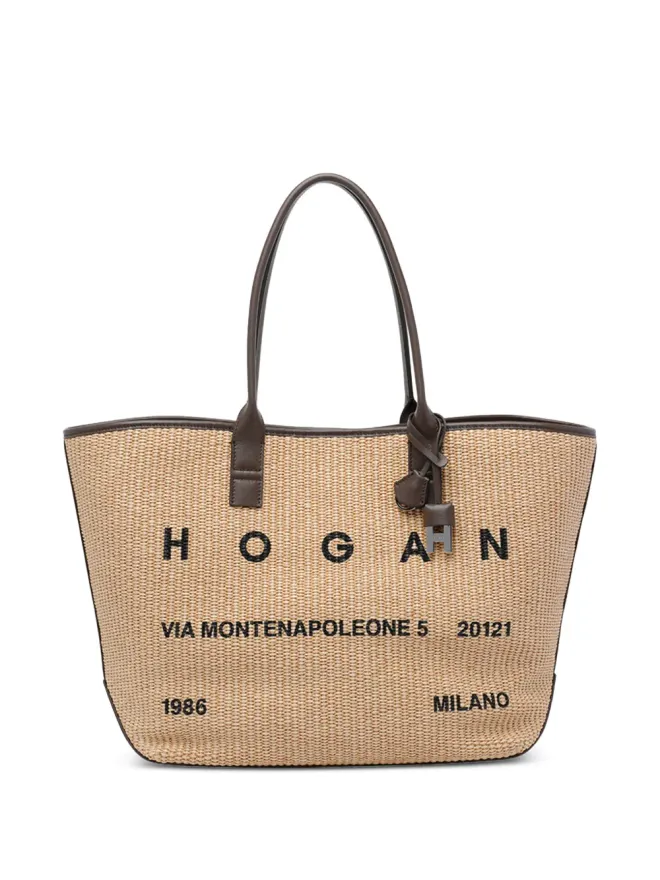Hogan Hogan アドレス フロントロゴ ラフィア トートバッグの商品画像