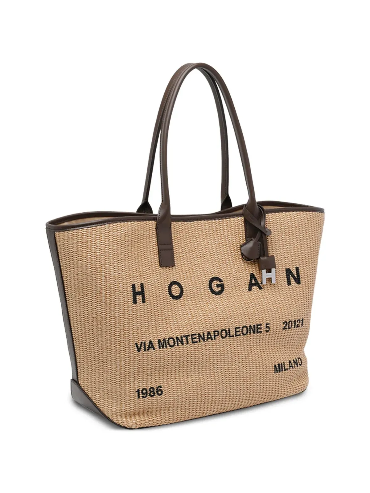 Hogan アドレス フロントロゴ ラフィア トートバッグ - 画像3