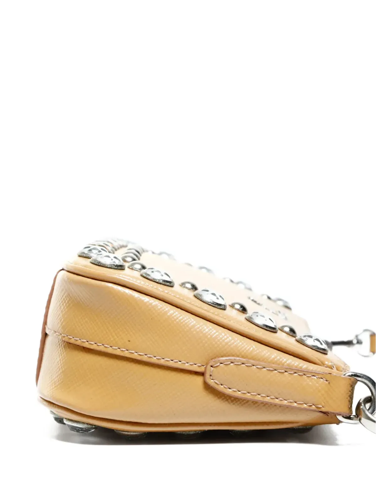 Prada Pre-Owned スタッズ付きレザー ショルダーバッグ - Neutrals - 画像4
