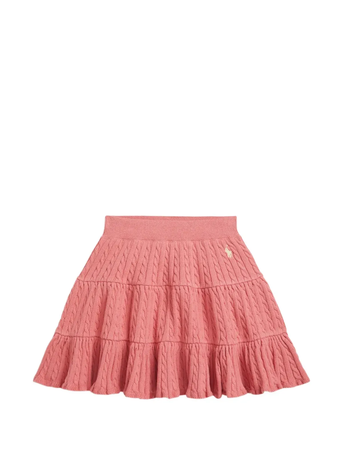 POLO RALPH LAUREN KIDS ティアードケーブルコットン ミニスカート - ピンク - 画像1