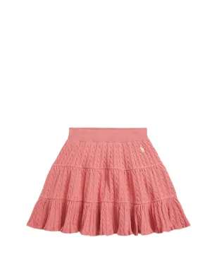 POLO RALPH LAUREN KIDS ティアードケーブルコットン ミニスカート - ピンク - サムネイル1