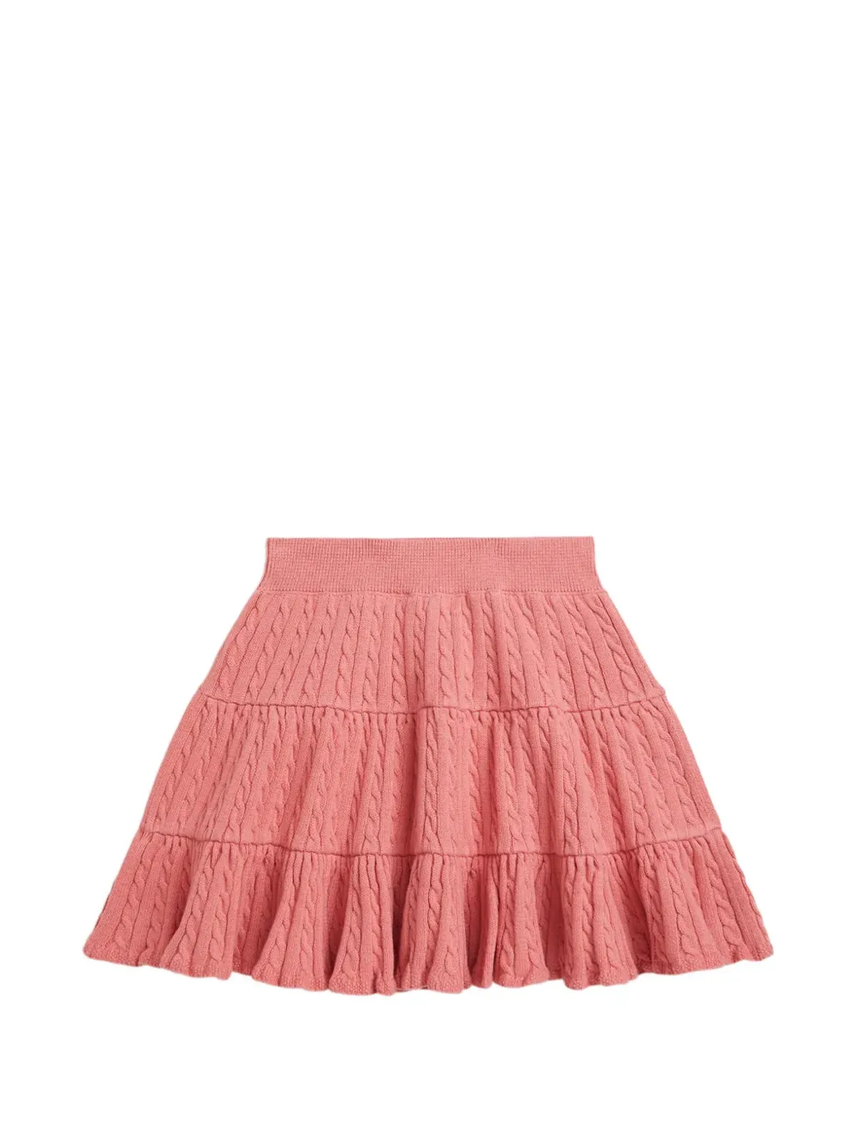POLO RALPH LAUREN KIDS ティアードケーブルコットン ミニスカート - ピンク - 画像2