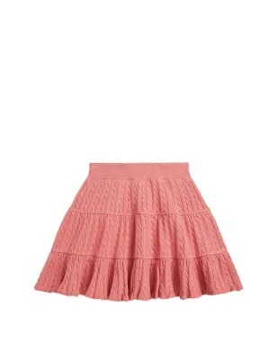 POLO RALPH LAUREN KIDS ティアードケーブルコットン ミニスカート - ピンク - サムネイル2