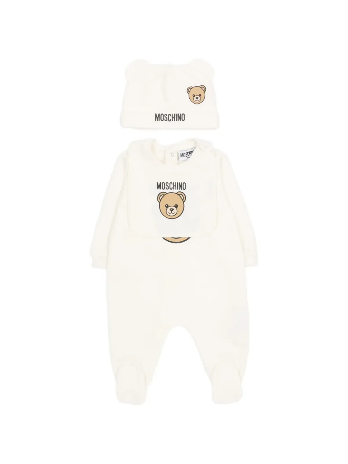 Moschino Kids bear hat babygrow set - Neutrals - 画像1