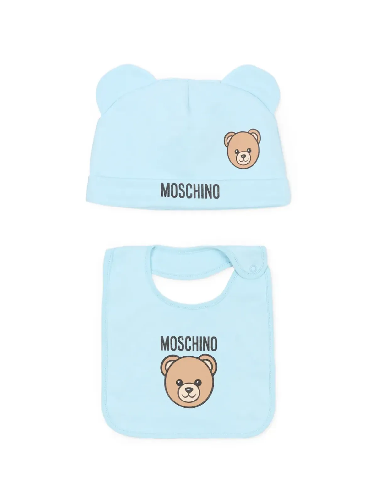 Moschino Kids ベアのアップリケ付き 帽子とビブのセット - 画像1