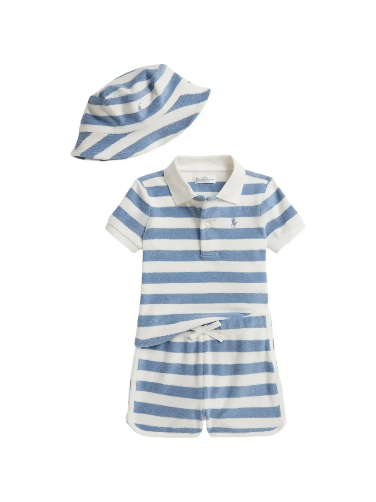 POLO RALPH LAUREN KIDS ストライプ柄 ロゴ刺繍 ショートセット ブルー - 画像1