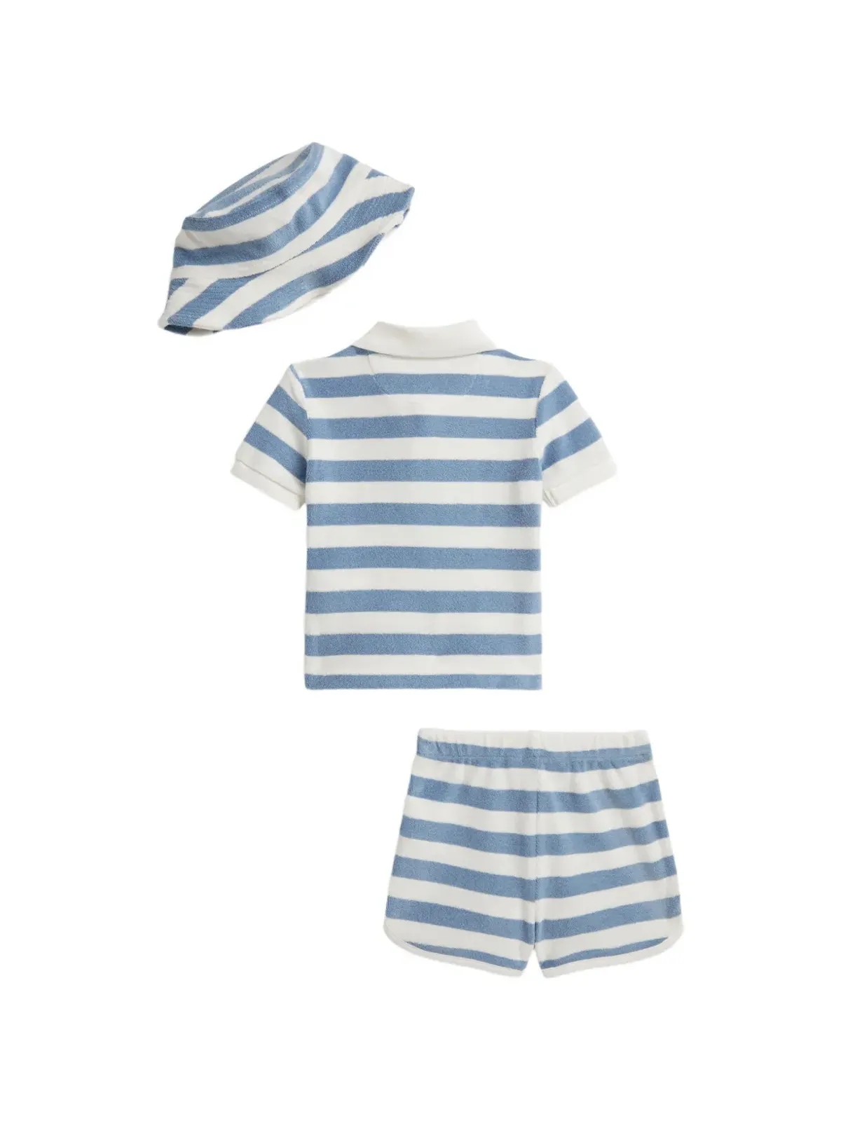 POLO RALPH LAUREN KIDS ストライプ柄 ロゴ刺繍 ショートセット ブルー - 画像2