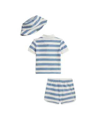 POLO RALPH LAUREN KIDS ストライプ柄 ロゴ刺繍 ショートセット ブルー - サムネイル2