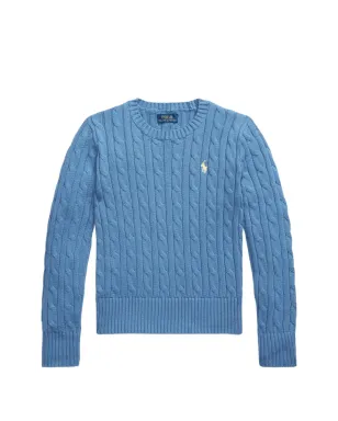 POLO RALPH LAUREN KIDS ケーブルニット刺繍入りコットンセーター（ブルー） - サムネイル1