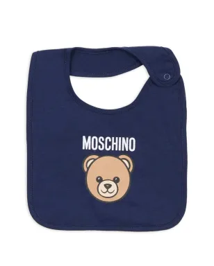 Moschino Kids テディベア耳付き帽子・スタイセット ブルー - サムネイル2