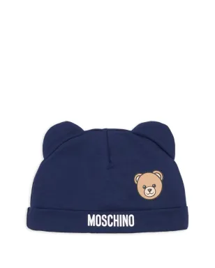 Moschino Kids テディベア耳付き帽子・スタイセット ブルー - サムネイル3