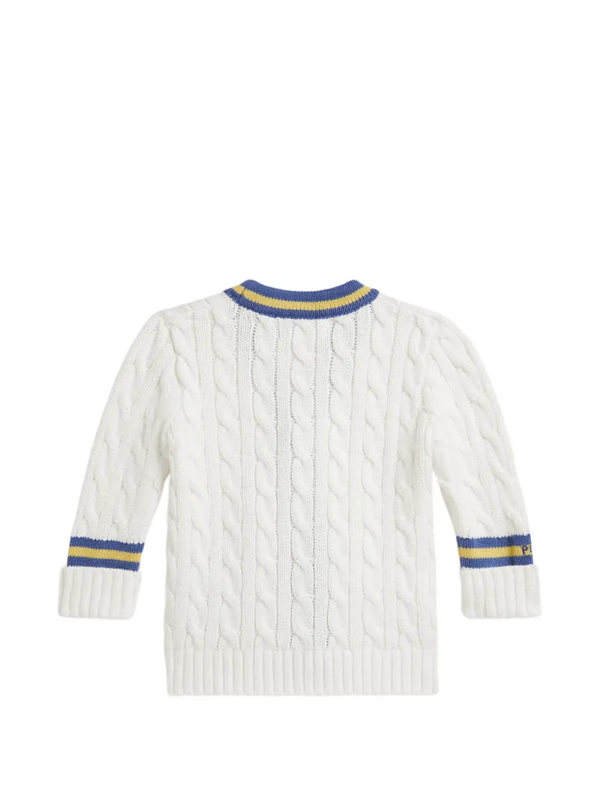POLO RALPH LAUREN KIDS ケーブルニットストライプカーディガン - ホワイト - 画像2