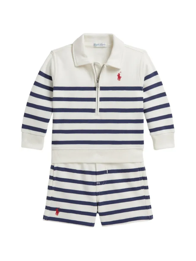 POLO RALPH LAUREN KIDS POLO RALPH LAUREN KIDS ストライプ柄ポロシャツとショーツのセット（ホワイト）の商品画像
