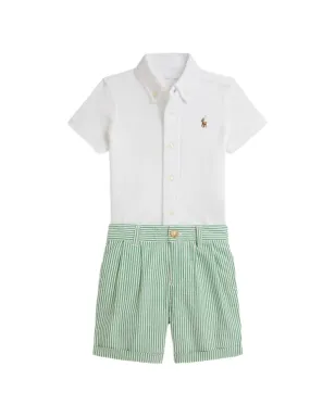 POLO RALPH LAUREN KIDS 刺繍ポニーのシアサッカーショーツ（セット2）- White - サムネイル1