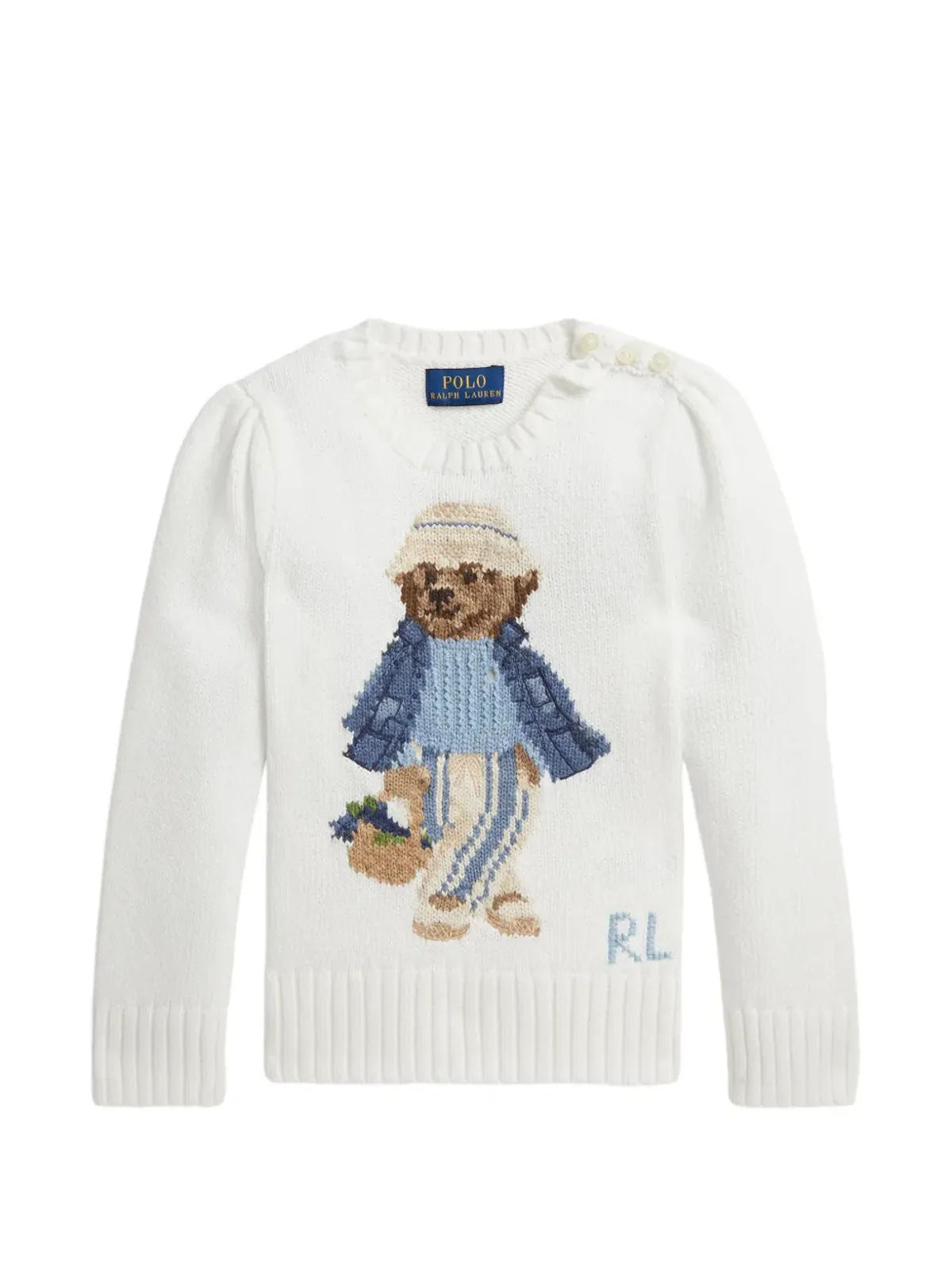 POLO RALPH LAUREN KIDS ベアイントラスアコットンセーター（ホワイト） - 画像1